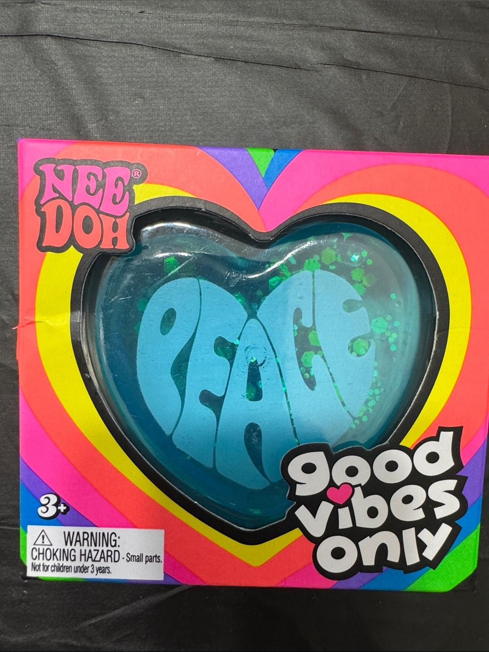 NeeDoh Good Vibes Only Peace Heart  - Blue/Teal